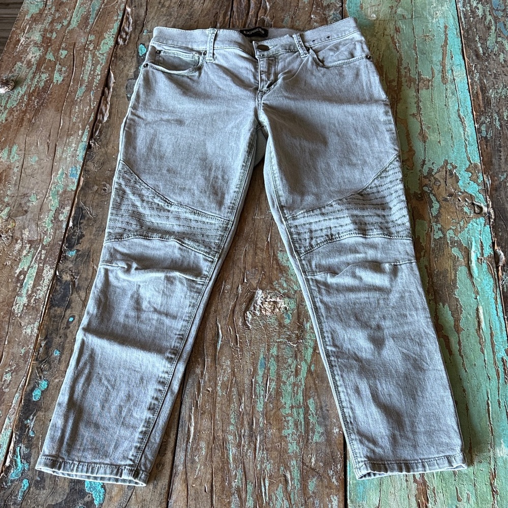 Express Light Olive Women's Straight Leg Jeans